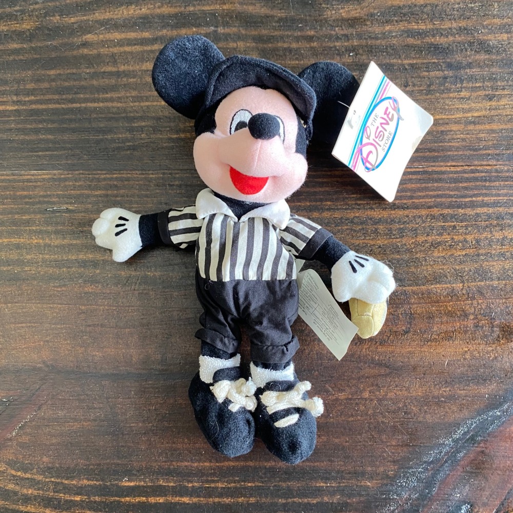 Disney Store Referee Mickey Mouse Bean Bag Plush Whistle Vintage 9" NWT‎